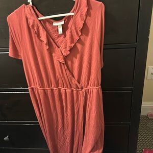 Burnout Red Long Flowey Maternity Dress.
